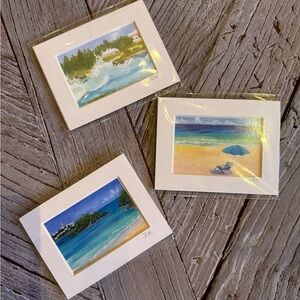Coastal Mini Art Prints - Blue & Green Beach Scenes